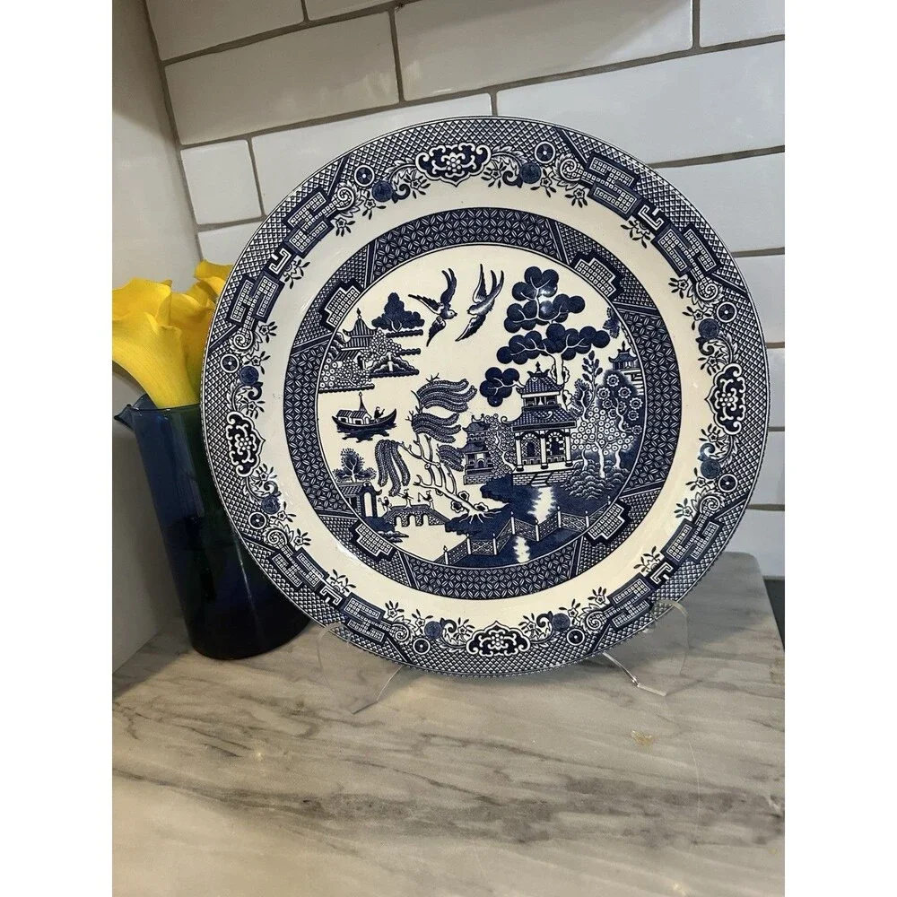 Churchill Blue Willow Round Chop Plate Serving Platter 12 Inch Made in England